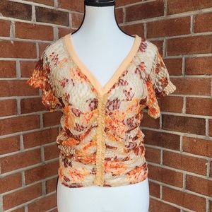 Free People Floral Ruched Top